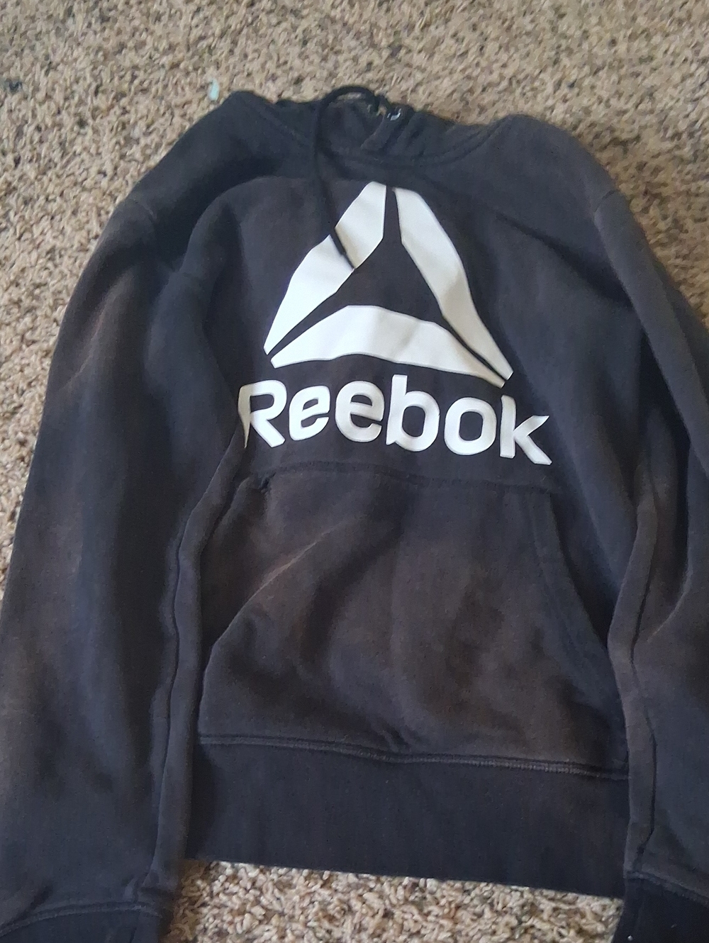 Reebok Black Pullover Hoodie with White Logo